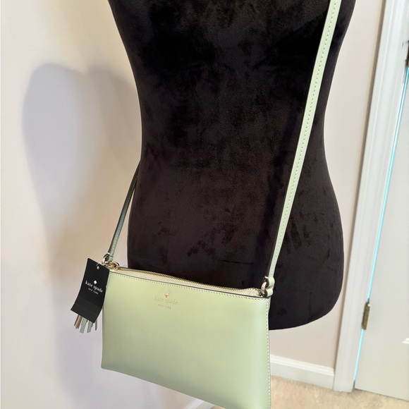 NWT KATE SPADE NEW YORK Smooth Leather Ivy Street Crossbody In Sage Bundl - Picture 7 of 8
